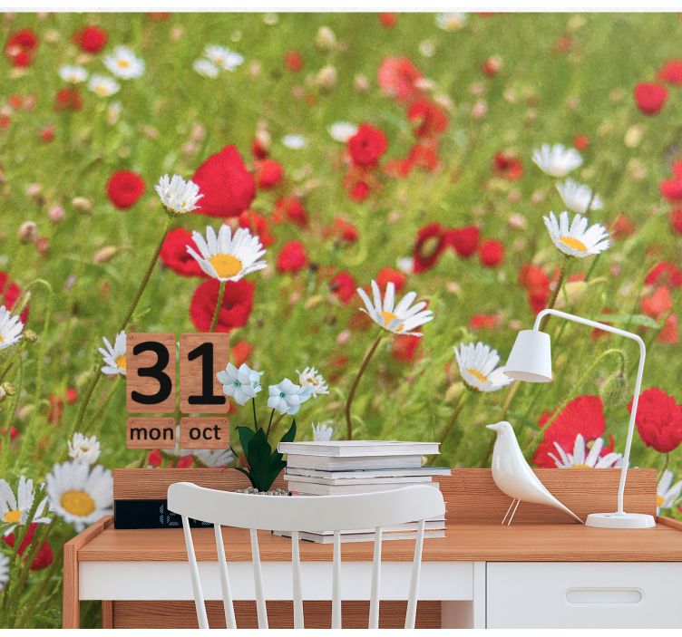 Fototapete blumen feld voller lebendiger farben - TenStickers