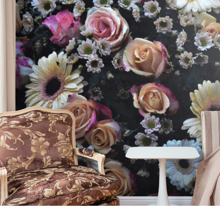 Fototapete blumen rosen und gänseblümchen - TenStickers