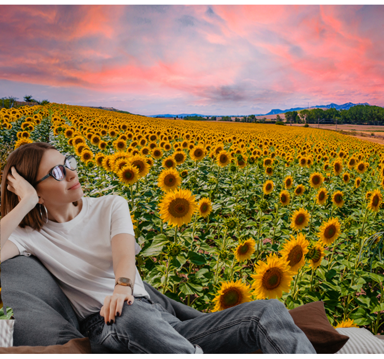 Fototapete blumen sonnenblumenfeld aussicht - TenStickers