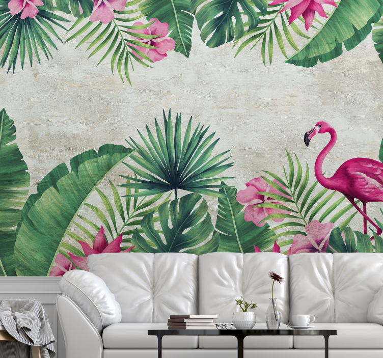 Fototapete blumen tropische flora flamingo - TenStickers
