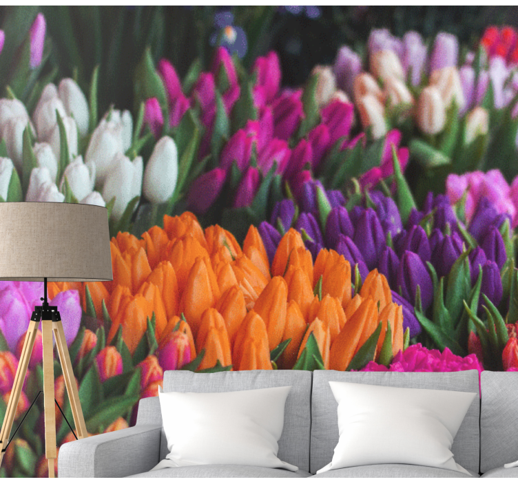 Fototapete blumen tulpen gartenansicht - TenStickers