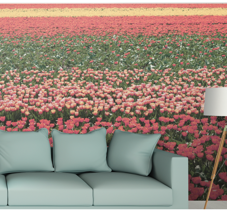 Fototapete blumen tulpenfeld landschaft - TenStickers