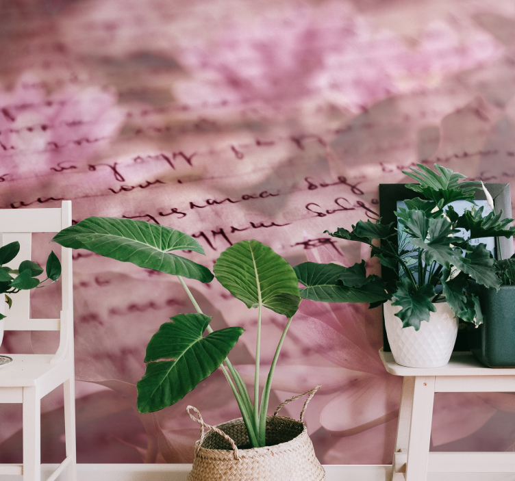 Fototapete Blumen zarte florale schrift - TenStickers