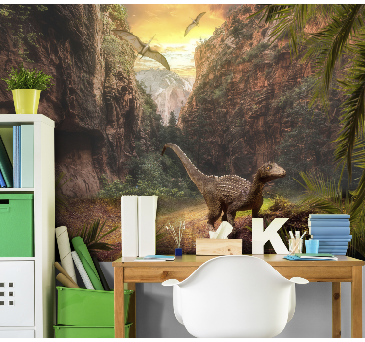 Fototapete Kinderzimmer flucht aus dem dinosaurier-canyon - TenStickers