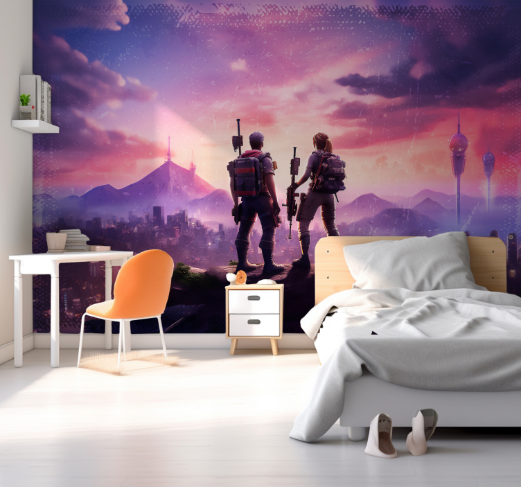 Tapete Jugendzimmer Abenteuer Fortnite für Gamer Räume - TenStickers