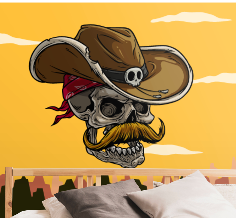 Fototapete Graffiti cowboy-totenkopf-design - TenStickers