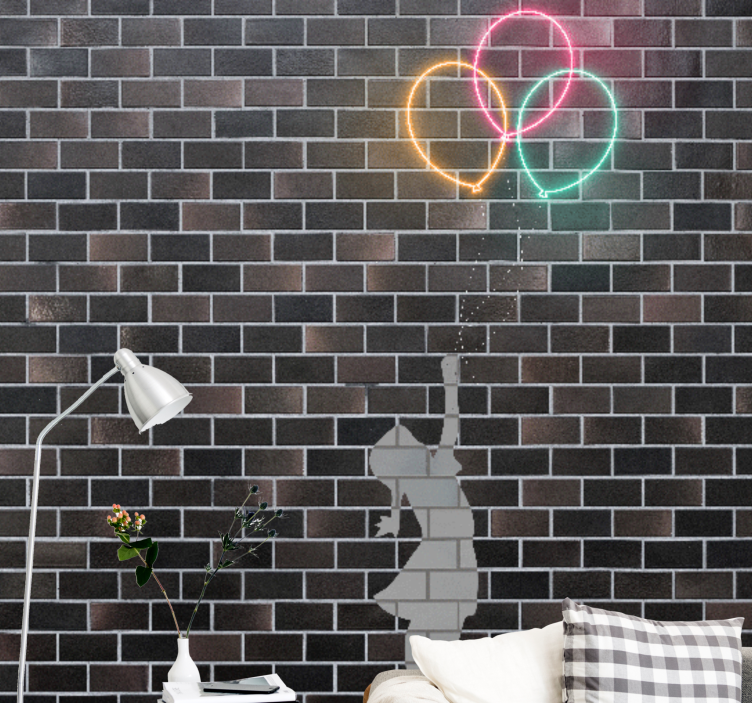 Fototapete graffiti mädchen mit ballons - TenStickers