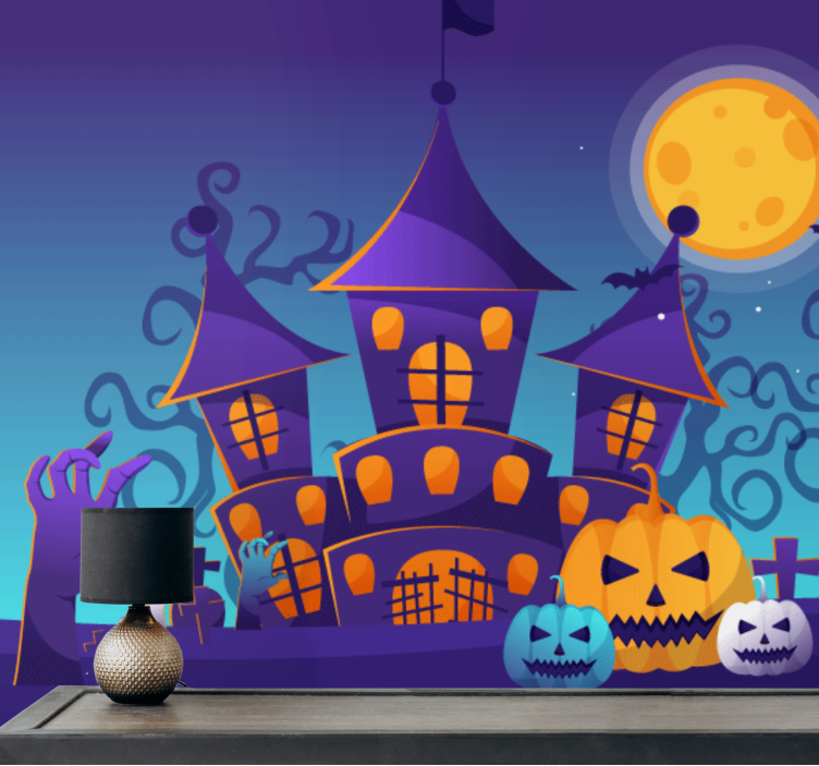 Fototapete halloween gespenstisches schloss szenario - TenStickers