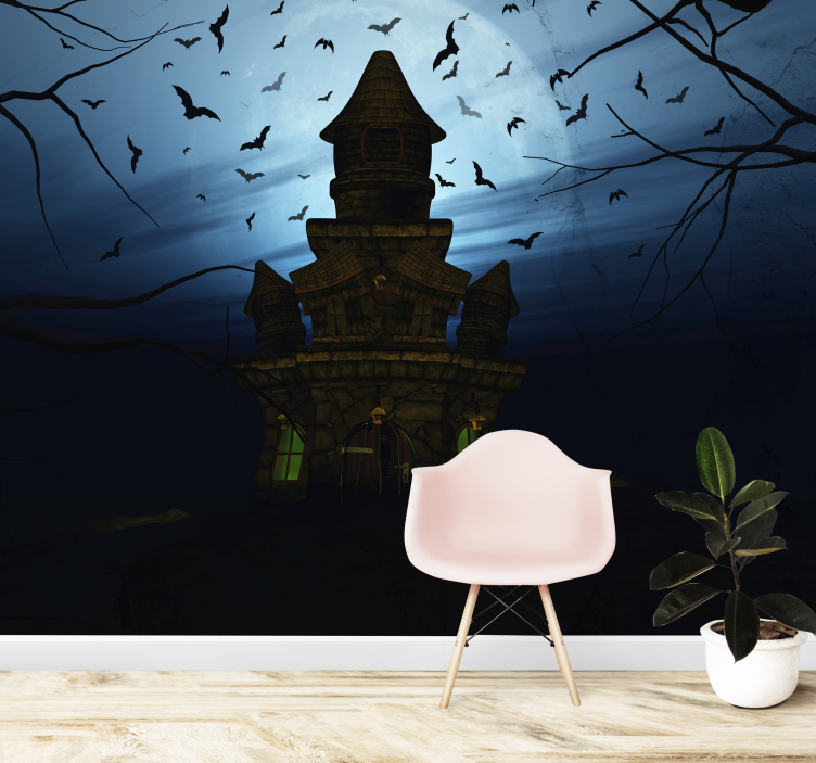 Fototapete halloween silhouette eines spukschlosses - TenStickers