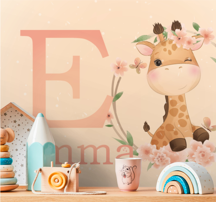 Fototapete kinderzimmer mit niedlichem giraffenmotiv - TenStickers
