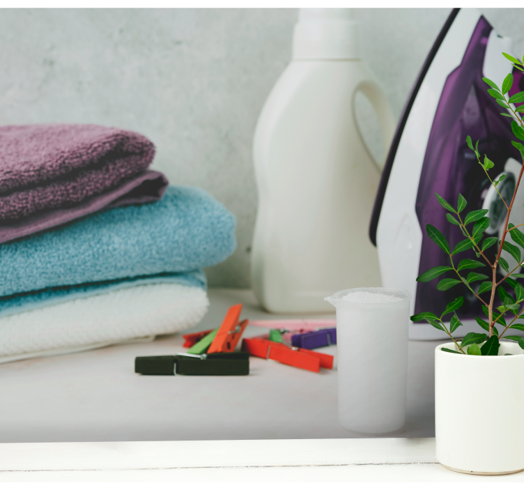 Fototapete küche wäsche essentials display - TenStickers