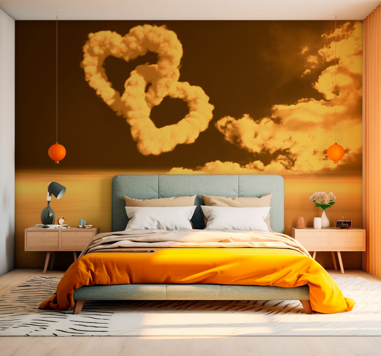 Fototapete Wohnzimmer Herzförmige Wolken - TenStickers
