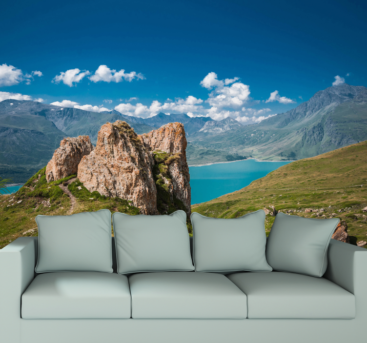 Fototapete Landschaft bergblick auf den see - TenStickers