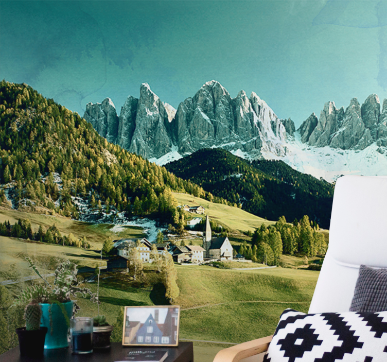 Fototapete landschaft bergdorf szenerie - TenStickers