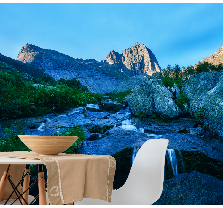 Fototapete landschaft gebirgsbach aussicht - TenStickers