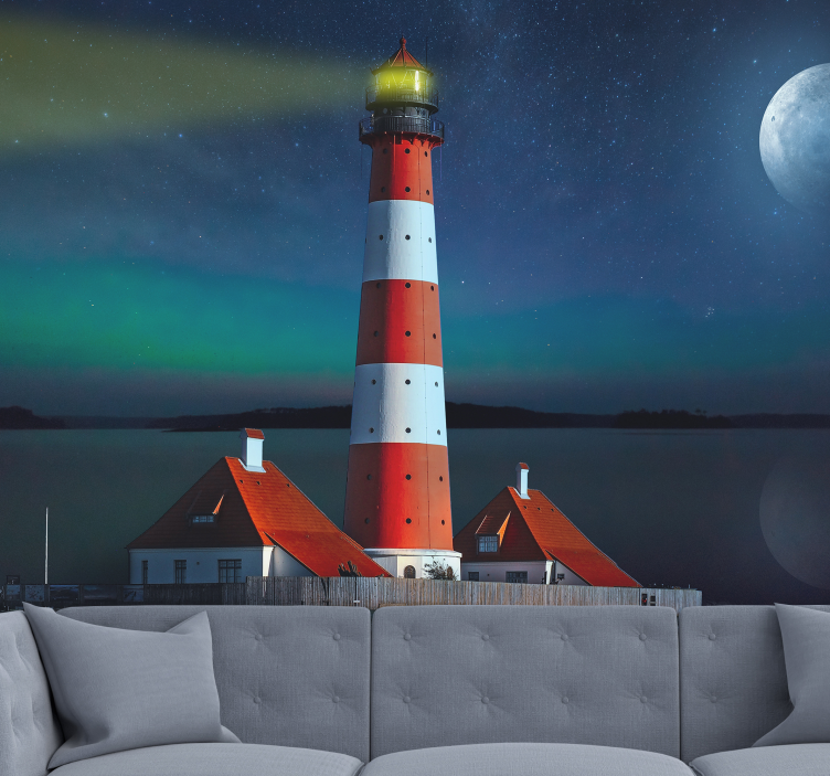 Fototapete Landschaft leuchtturm bei nacht - TenStickers