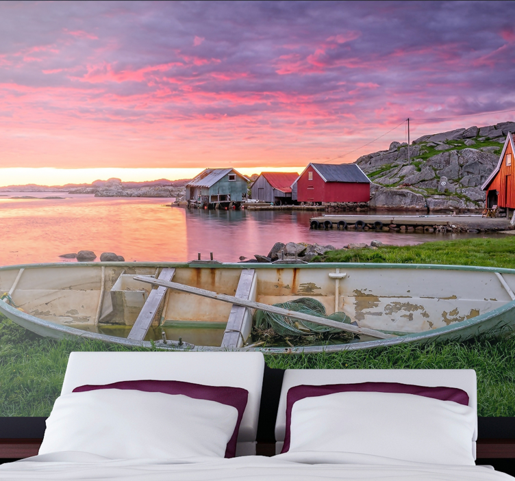 Fototapete landschaft malerisches küstendorf - TenStickers