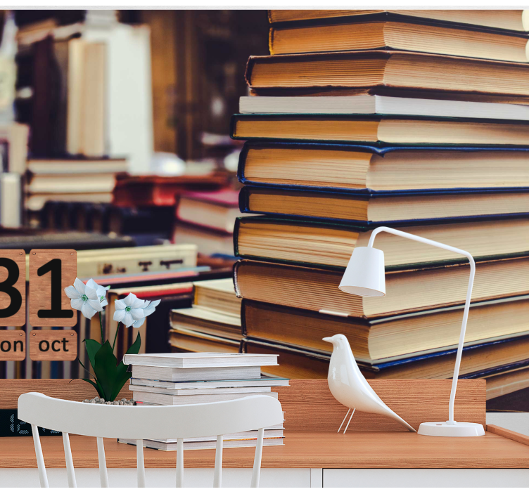 Fototapete landschaft stapelbare literatursammlung - TenStickers