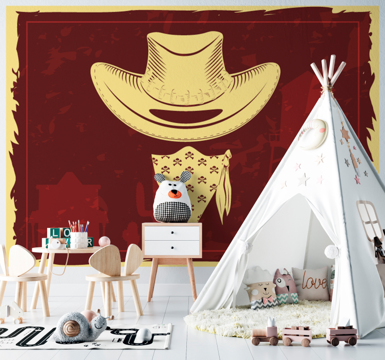 Fototapete kinderzimmer cowboyhut und bandana - TenStickers