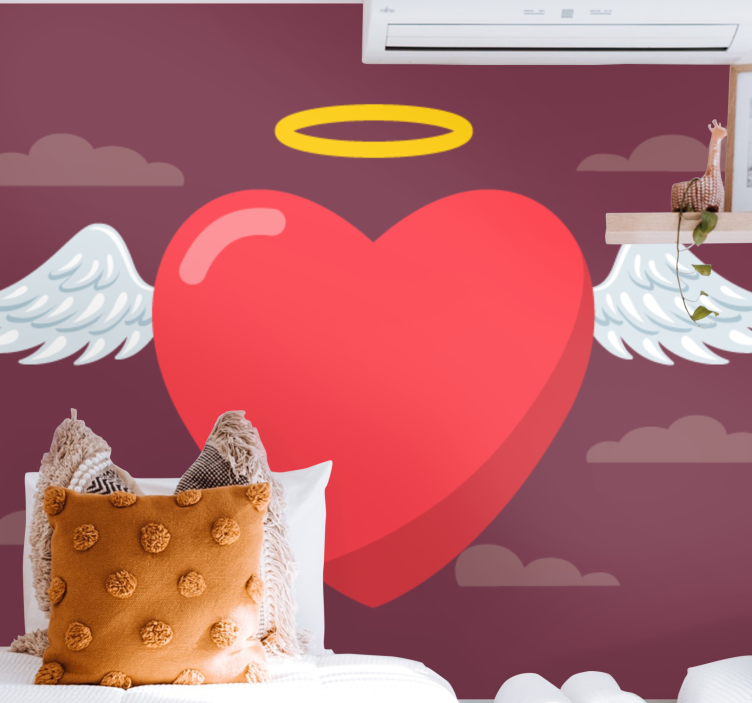 Fototapete liebe herz mit flügeln - TenStickers