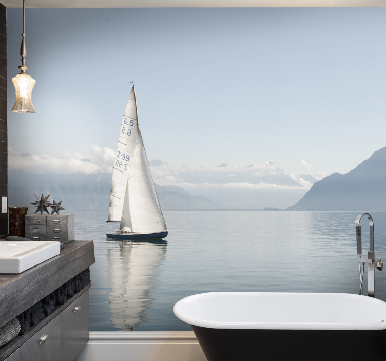 Fototapete Badezimmer Segelboot - TenStickers