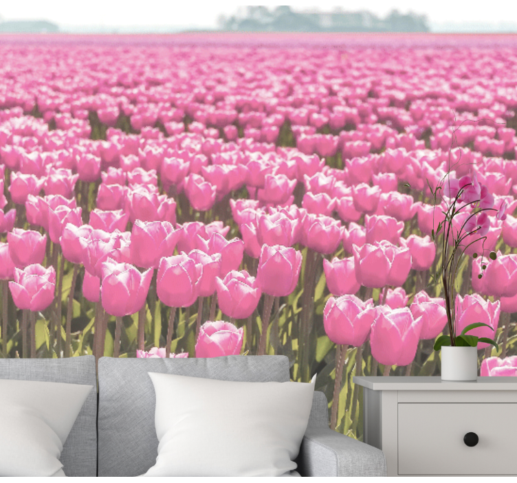 Fototapete mohnblumen pinke tulpenfelder - TenStickers