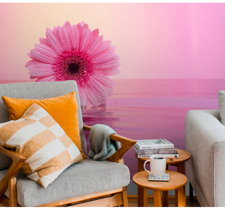 Fototapete Mohnblumen spiegelung einer rosa blume - TenStickers