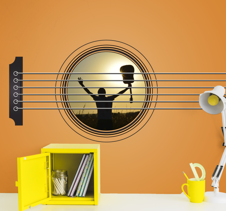 Fototapete Musik gitarren-silhouette-feier - TenStickers