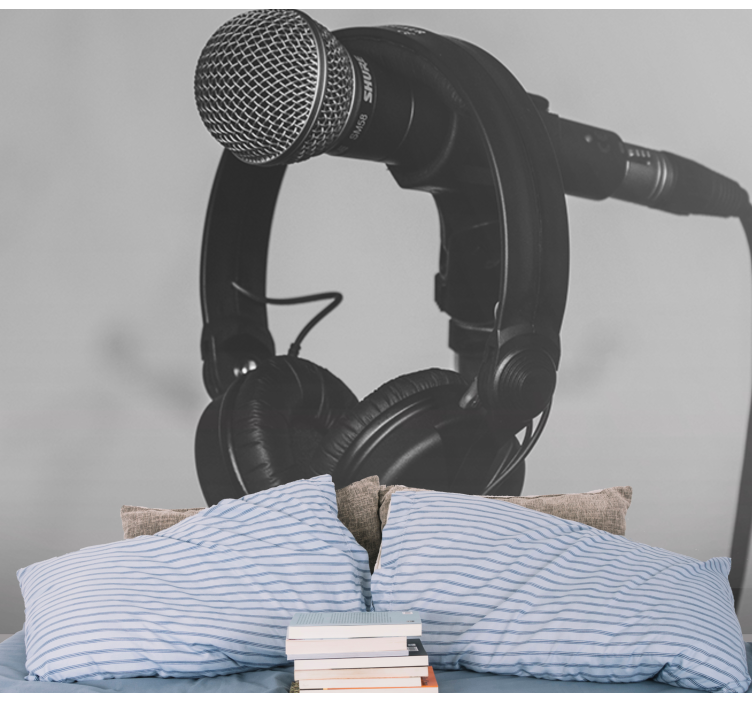 Fototapete musik mikrofon und kopfhörer - TenStickers