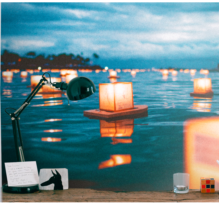 Fototapete Natur schwimmende laternen nacht - TenStickers