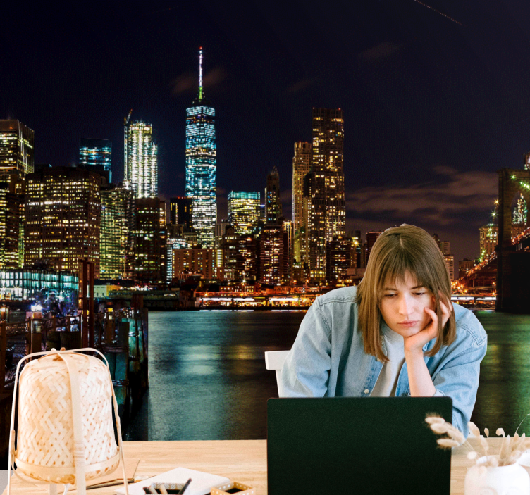 Fototapete new york manhattan nachtansicht - TenStickers