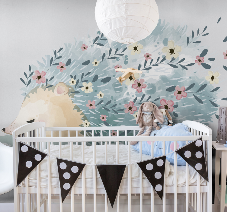 Fototapete Kinderzimmer blumiger Igel - TenStickers