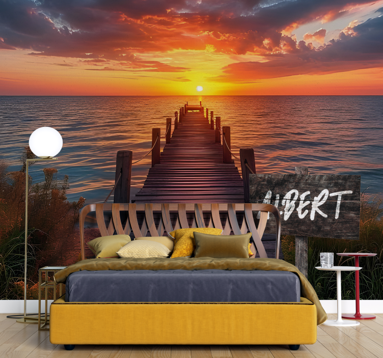 Fototapete Jugendzimmer Sonnenuntergang mit Namen - TenStickers