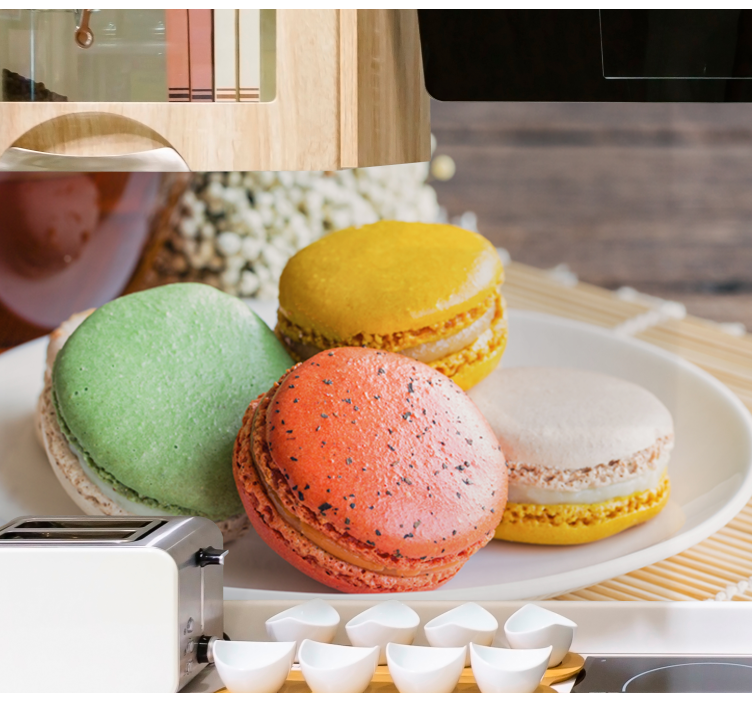 Fototapete Sprüche bunte macarons erfreuen - TenStickers