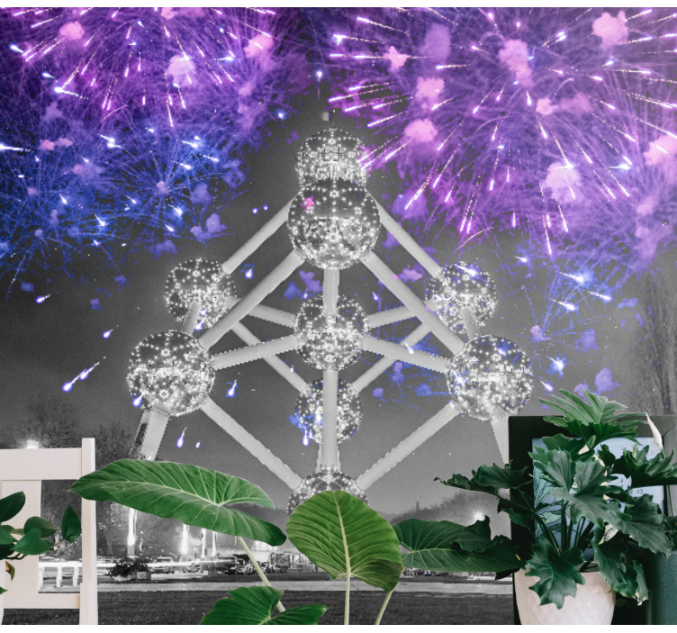 Fototapete Städte atomium-feuerwerk - TenStickers