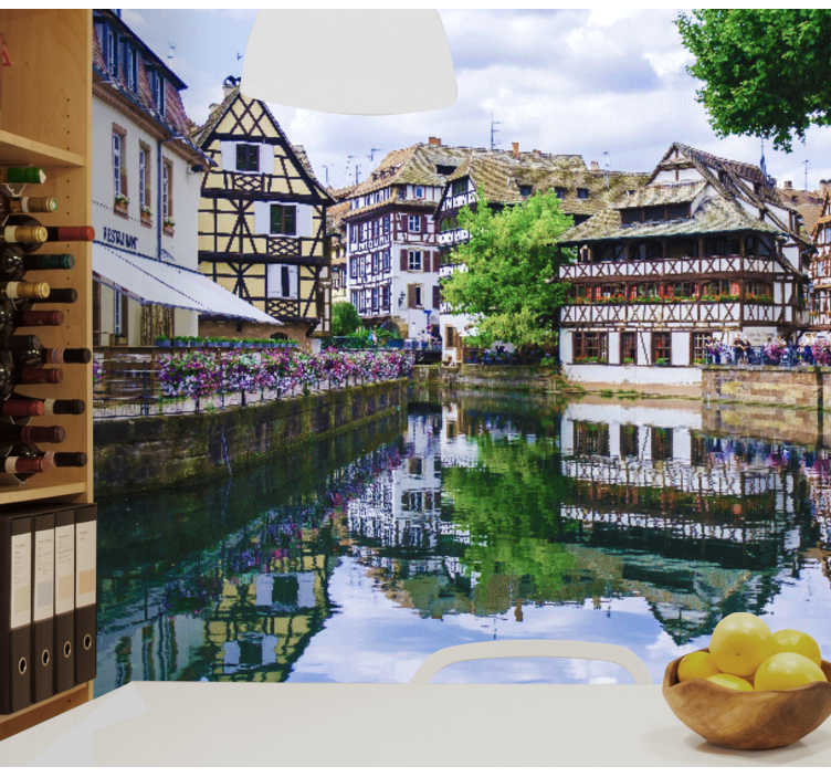 Fototapete Städte charmantes dorf am flussufer - TenStickers