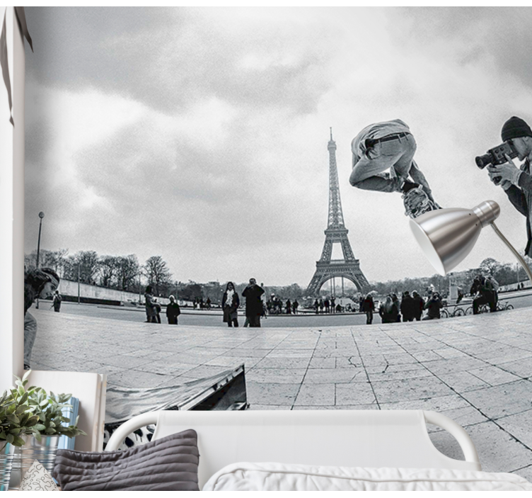 Fototapete Paris eiffelturm skateboard - TenStickers