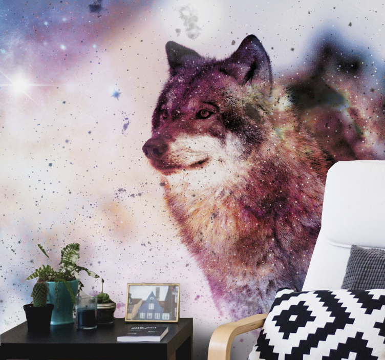 Fototapete tiere einsamer kosmischer wolf - TenStickers
