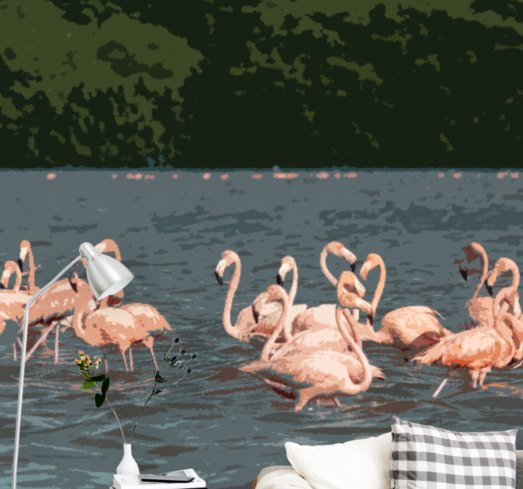 Fototapete tiere flamingo schwarm versammlung - TenStickers
