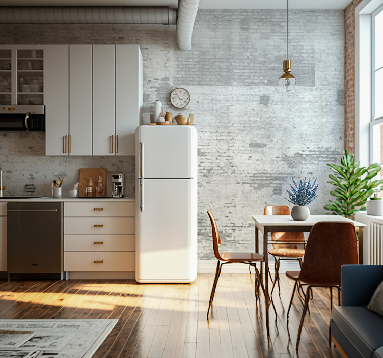 Fototapete Küche alte weiße Wand - TenStickers