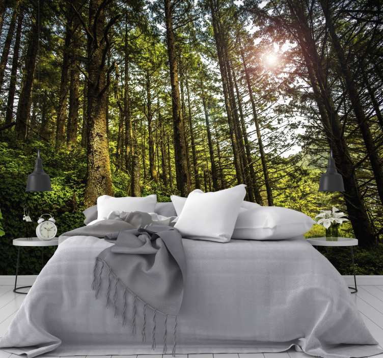 Sonniger Wald Wandtapete - TenStickers