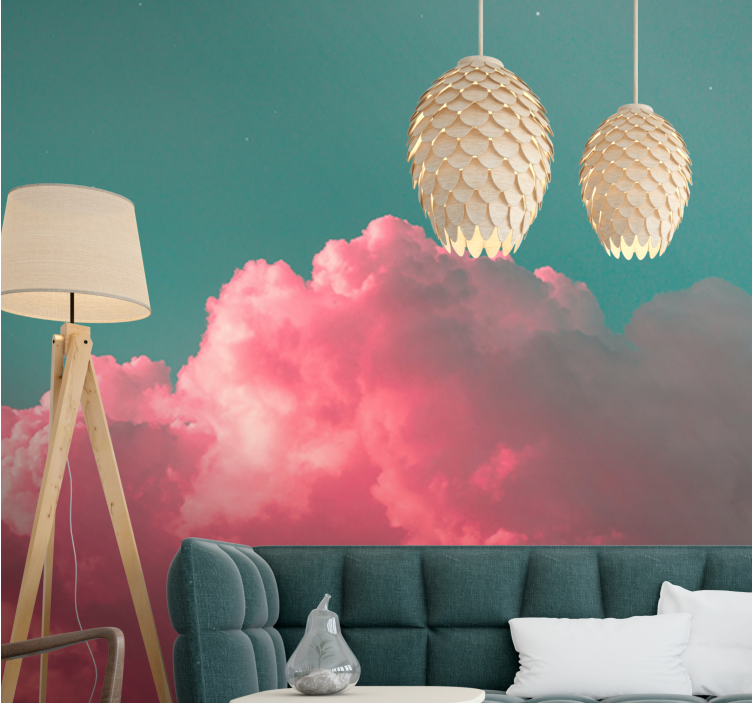 Fototapete Wohnzimmer Himmel Rosa Wolken - TenStickers