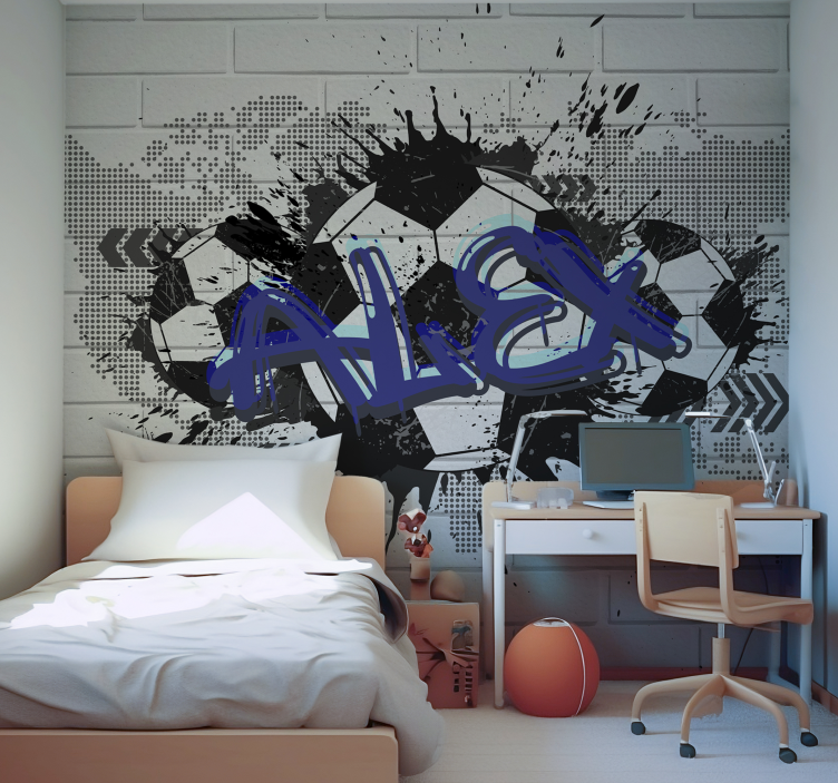 Tapete Jugendzimmer Fußball Graffiti mit Namen - TenStickers