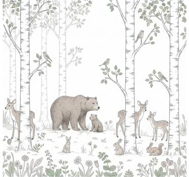 Tapete wald verspielte waldskizze - TenStickers