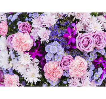Tapete Wohnzimmer Blumen und Schlafbereich - TenStickers