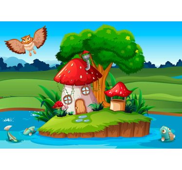 Fototapete Kinderzimmer verzaubertes pilzhaus - TenStickers