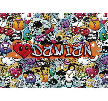 Tapete Jugendzimmer Emoji Muster mit Namen - TenStickers