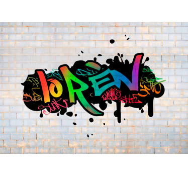 Ziegelwand Graffiti mit Namen Fototapete Schlafzimmer - TenStickers