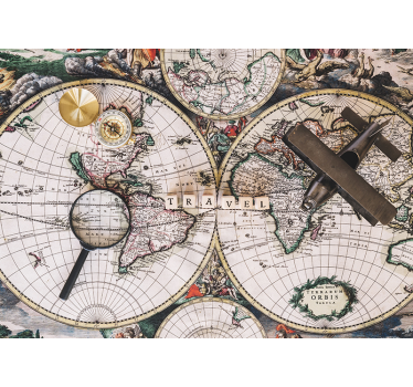 Tapete Jugendzimmer Weltkarte Vintage Travel - TenStickers