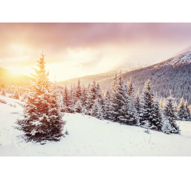 Schneebedeckte Berglandschaft Fototapete Berge - TenStickers